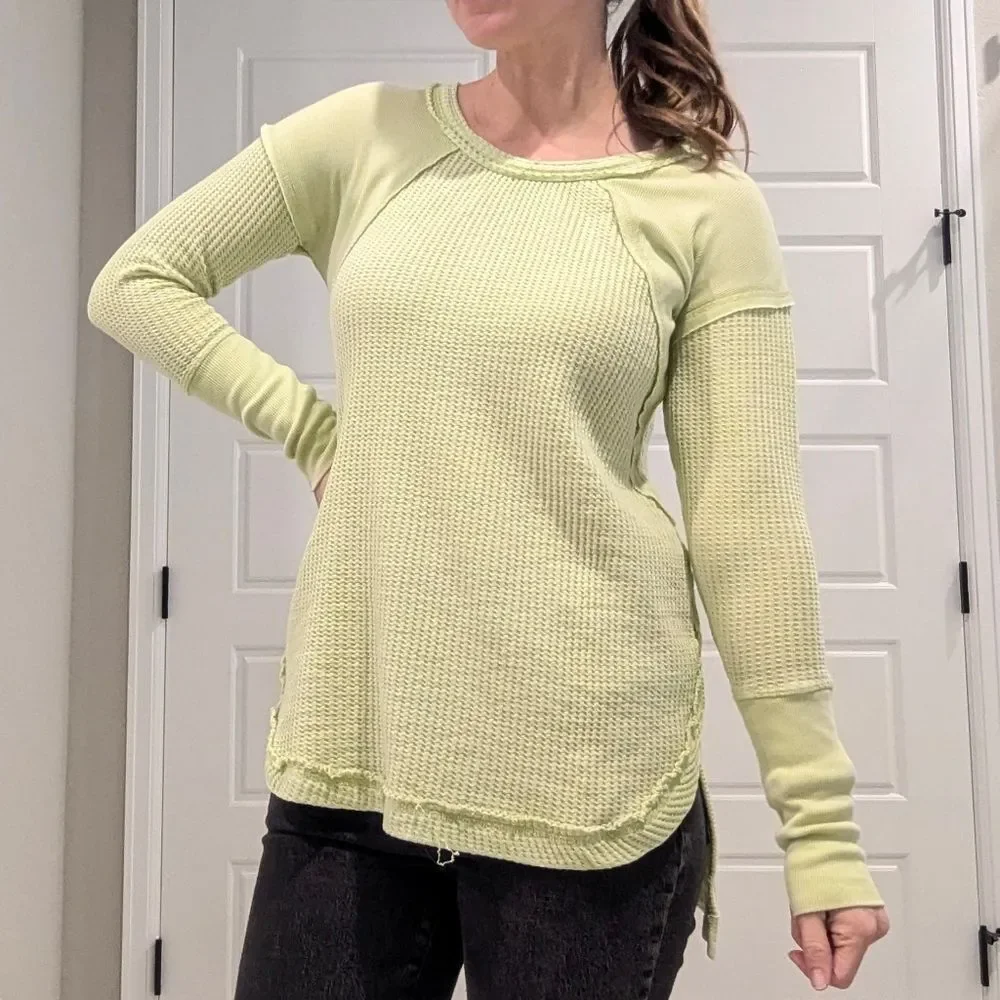 Soft Surroundings Kaydence Waffle Knit Thermal Long Sleeve High Low Tunic Shirt